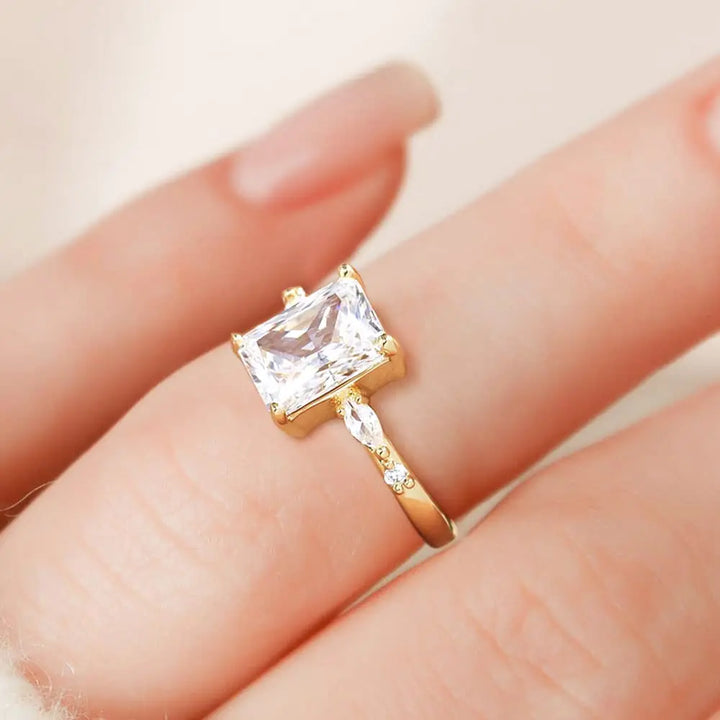 Gold 3CT Radiant Moissanite Ring