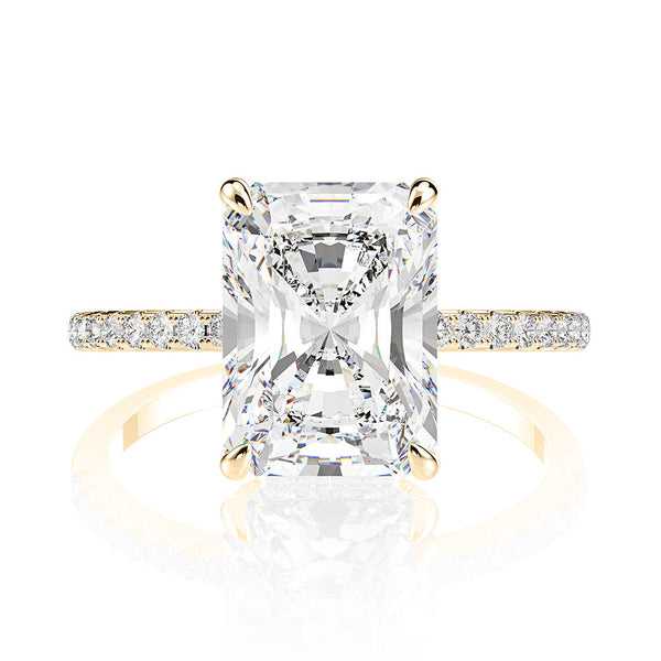 Gold 4CT classic radiant engagement ring