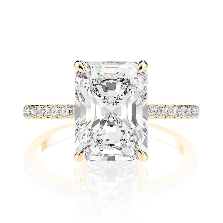 Gold 4CT classic radiant engagement ring