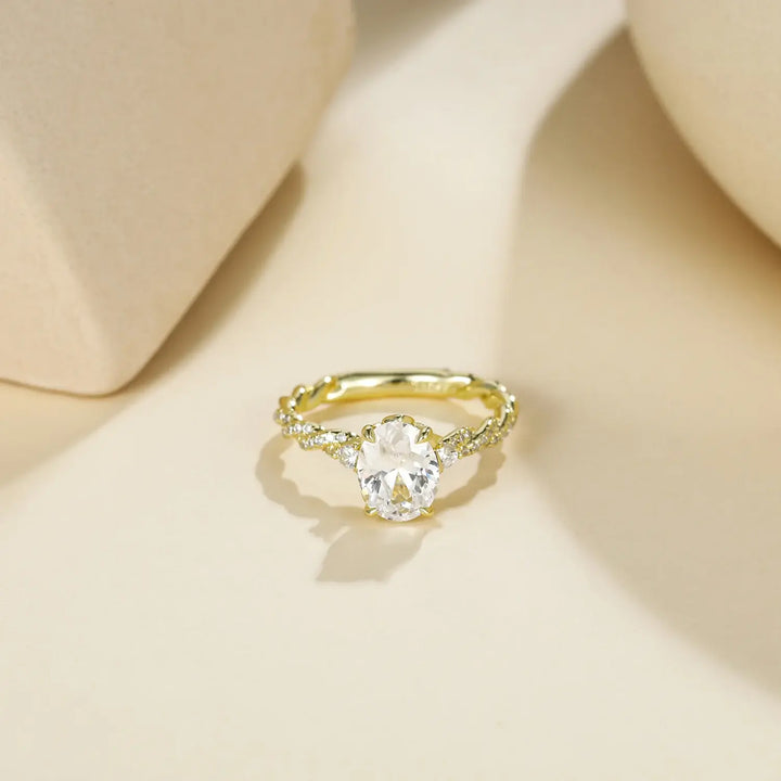 Gold Oval 2 Carat Twist Ring 