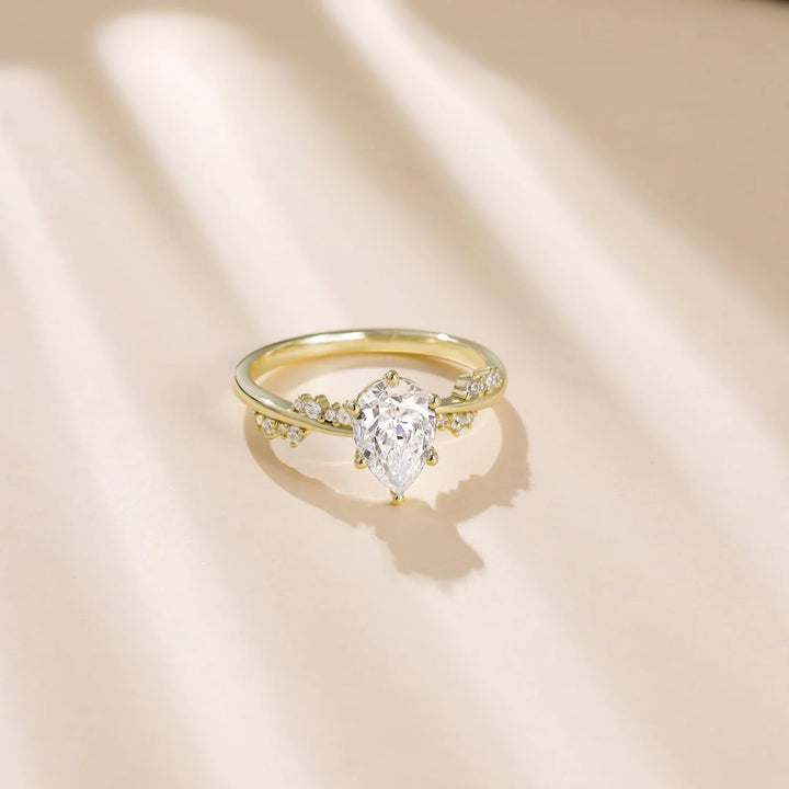 Gold Pear engagement rings