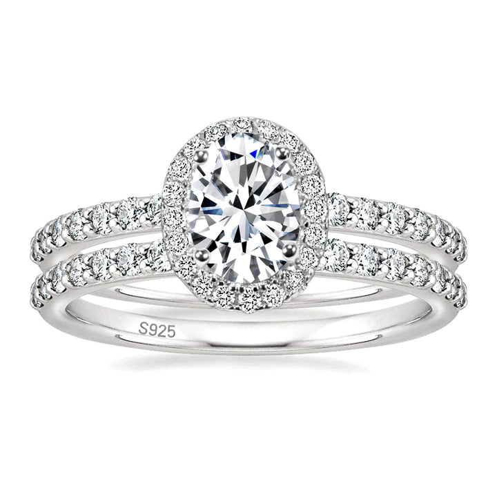 Luxurious 1.5CT Oval Cut Bridal Set with Moissanite Diamonds