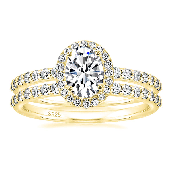 Luxurious Gold 1.5CT Oval Cut Bridal Set with Moissanite Diamonds