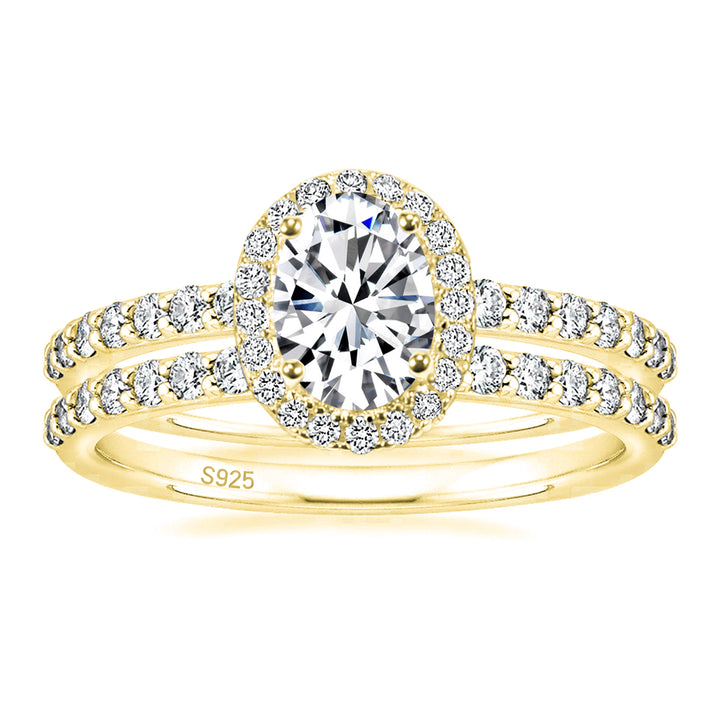 Luxurious Gold 1.5CT Oval Cut Bridal Set with Moissanite Diamonds
