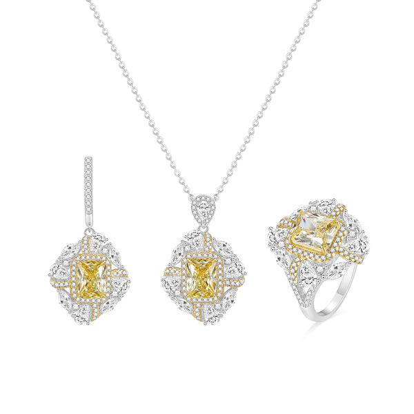 Yellow Sapphire Necklace & Ring and Earrings Set