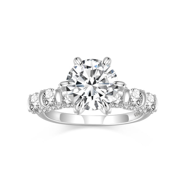3CT S925 Round Cut Moissanite Engagement Ring