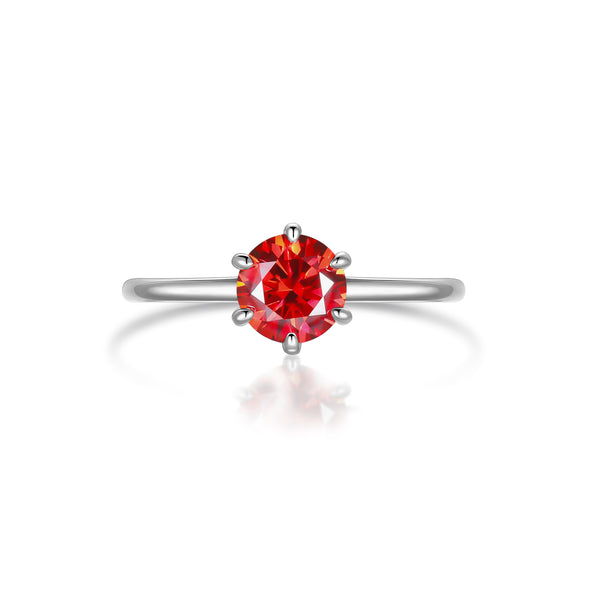 S925 Sterling Silver Garnet Solitaire Moissanite Engagement Ring