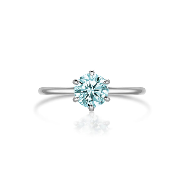 1CT Six Prong Light Sapphire Moissanite Engagement Ring