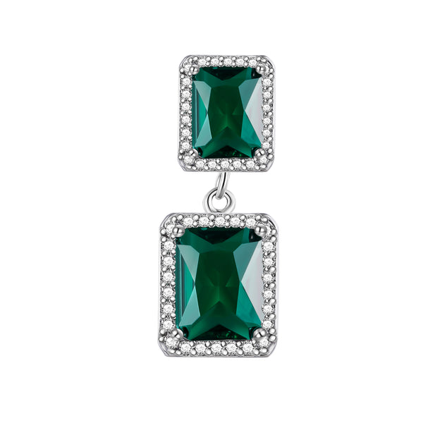 Emerald Cut Double Emerald Earrings