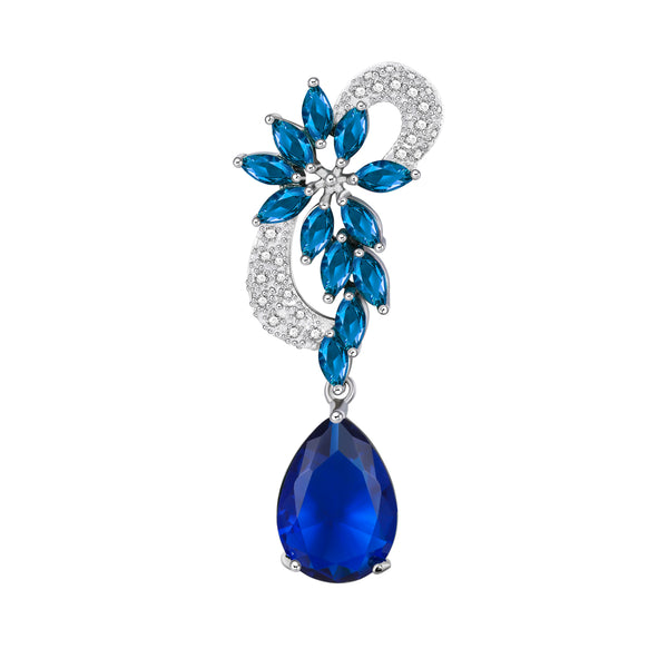 Vintage Elegant Sapphire Sterling Silver Earrings