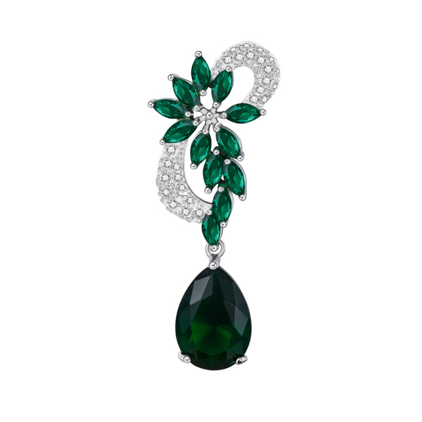 Vintage Elegant Emerald Sterling Silver Earrings