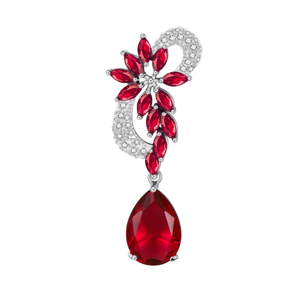 Vintage Elegant Ruby Sterling Silver Earrings