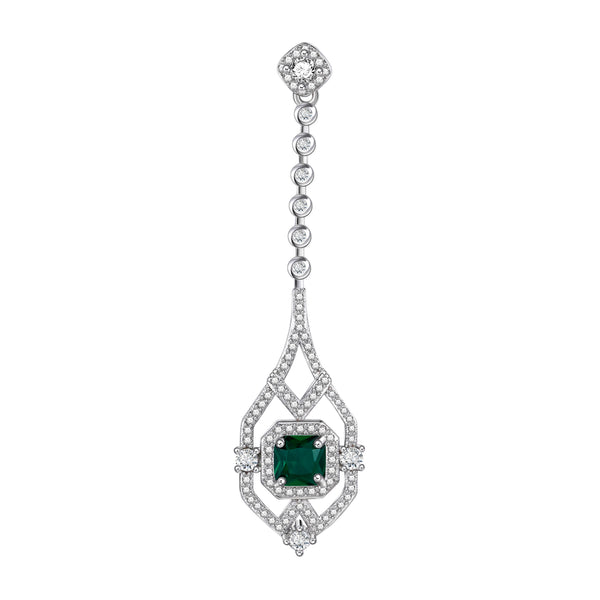 Sterling Silver Tassel Emerald Earrings
