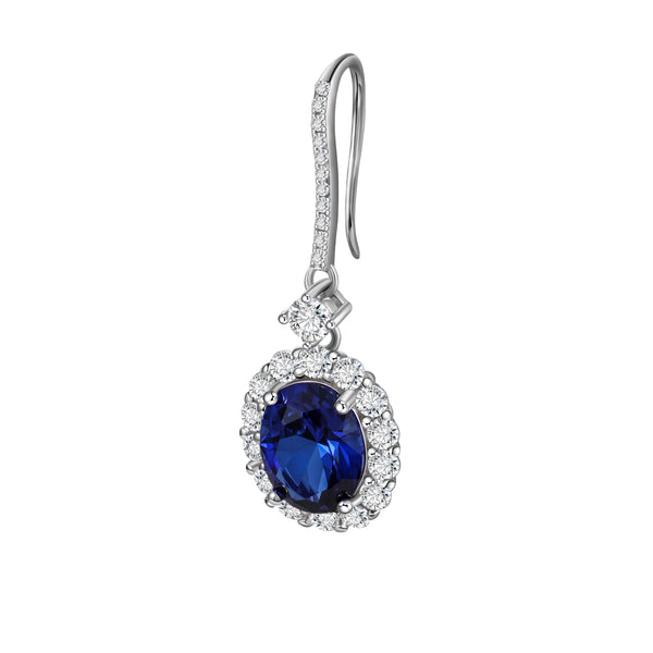 2CT Sterling Silver Cubic Zirconia Tassel Sapphire Earrings