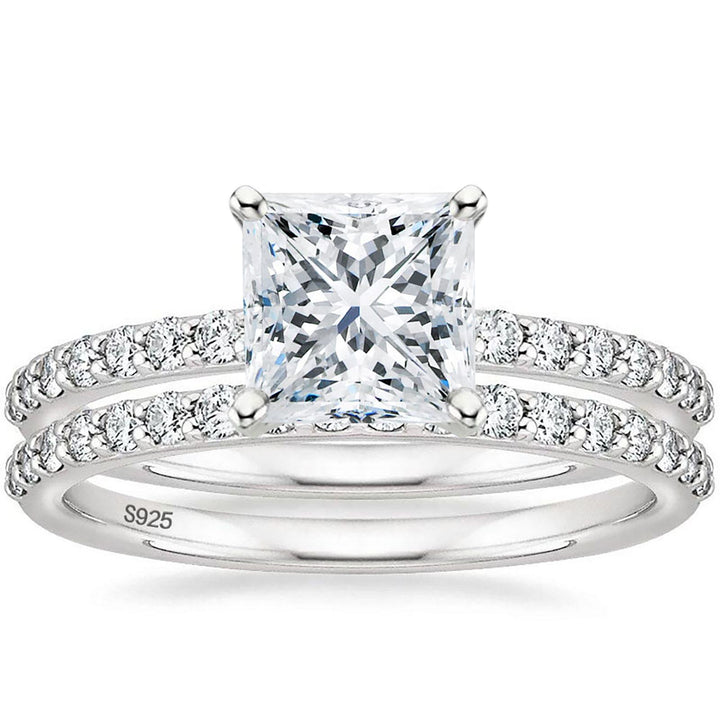 Princess Cut 925 Sterling Silver Bridal Ring Sets