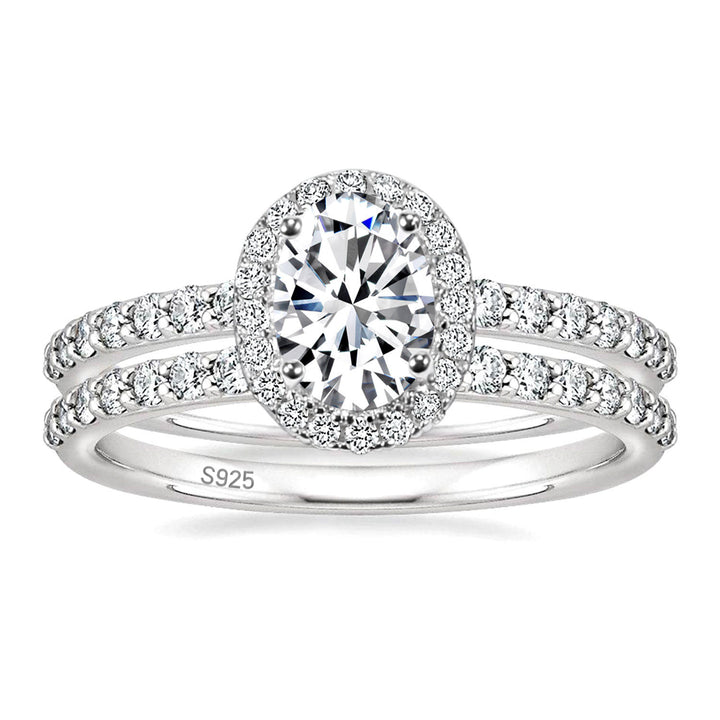 Luxurious 1.5 ct Oval Cut Bridal Set with Moissanite Diamonds