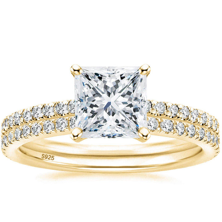 Princess Cut 925 Sterling Silver Bridal Ring Sets
