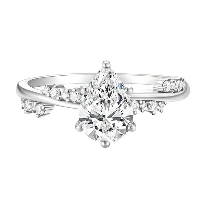 Nature Inspired 2CT Pear Shaped Moissanite Ring