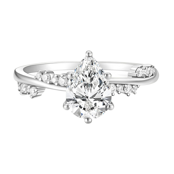 pear cut ring, Moissanite ring, sterling silver ring, Moissanite engagement ring, affordable jewelry, travel ring,Simulated diamond, imitation diamond ring