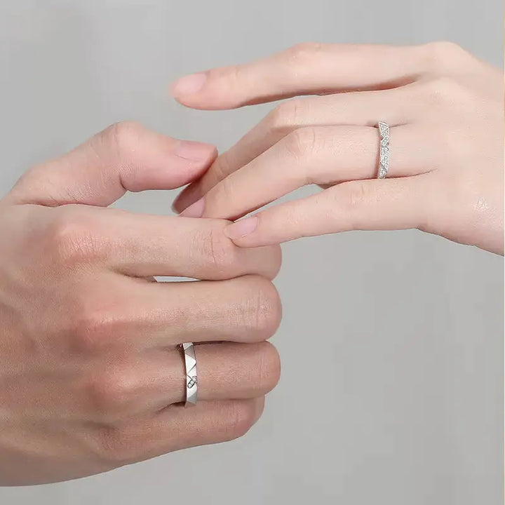 Niche Opening Adjustment 925 Silver Couple Ring