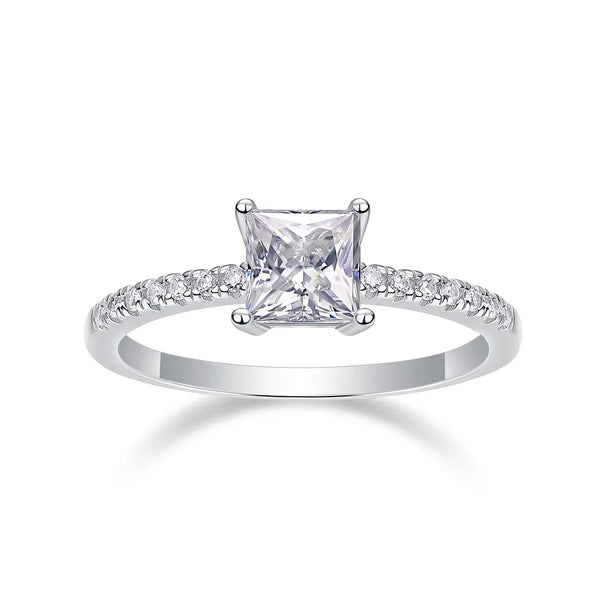 Moissanite 925 Sterling Silver Princess Cut Wedding Ring
