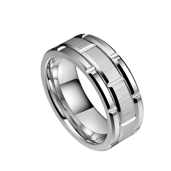 Fashionable Plating Fluted Combination Tungsten Ring for Men