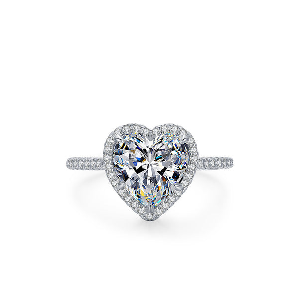 Heart Shaped Bridal Rings Sona Diamond in Sterling Silver