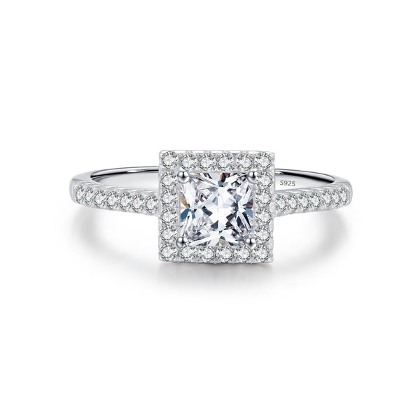 Princess Cut Cubic Zirconia Engagement Rings in Sterling Silver