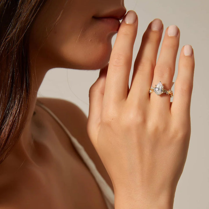 Pear Shaped engagement ring with box