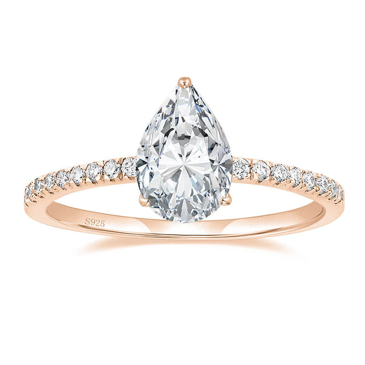 Rose Gold 2CT Pear Shaped Moissanite Ring