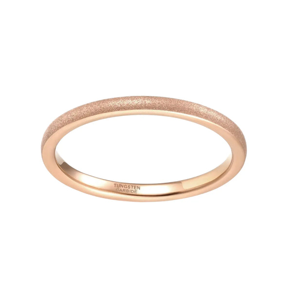 Rose Gold Wedding Bands Matte 2mm in Tungsten