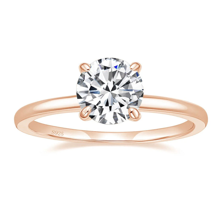 Rose gold 2 carats round cut moissanite solitaire engagement ring