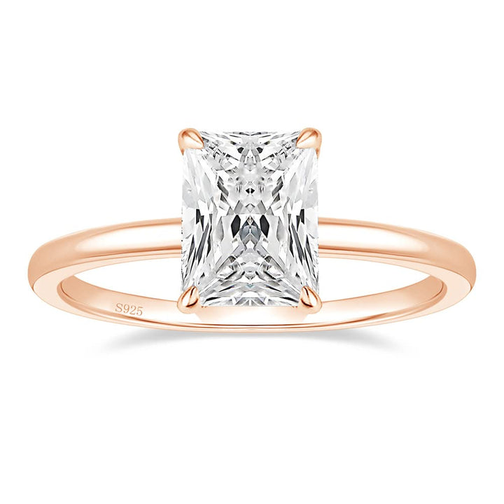 Rose gold 925 sterling silver 3ct radiant cut moissanites engagement ring