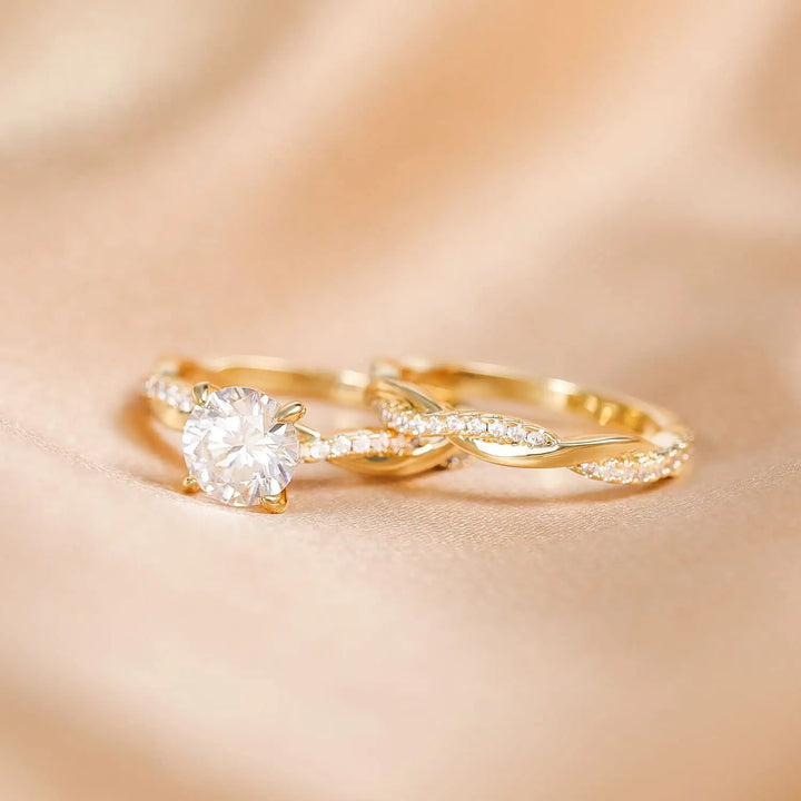 1 CT Round Moissanite Engagement Ring Sets
