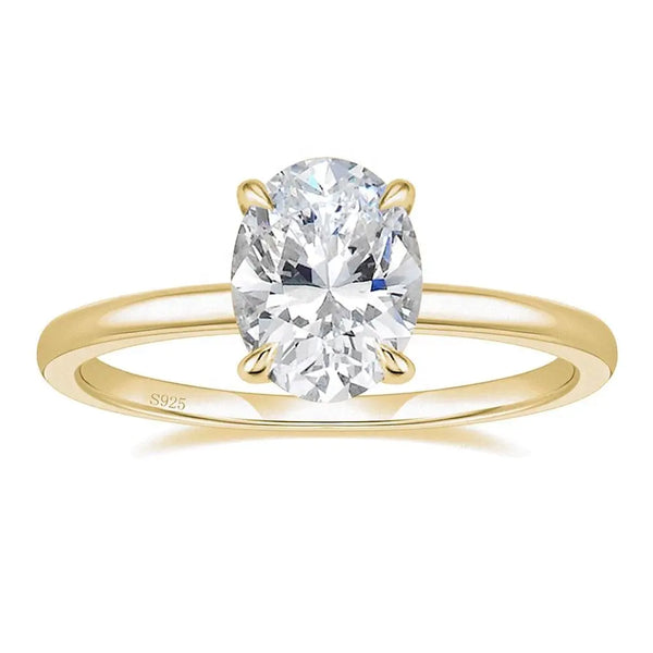 S925 Oval Cut 3CT Moissanite Engagement Ring，Gold Moissanite Engagement Ring, 3CT Moissanite  Ring, 3CT Ring