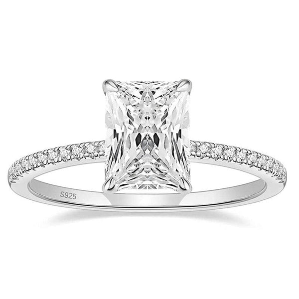 3CT Radiant Cut Sterling Silver Engagement Moissanite Ring
