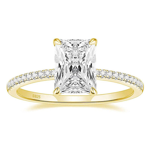 3CT Radiant Cut Sterling Silver Engagement Moissanite Ring
