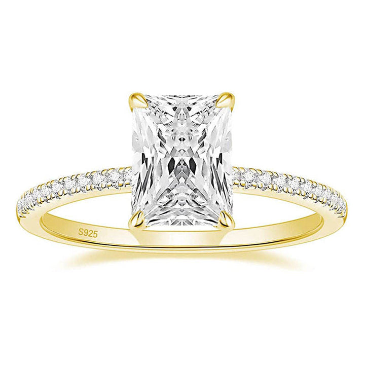 3CT Radiant Cut Sterling Silver Engagement Moissanite Ring