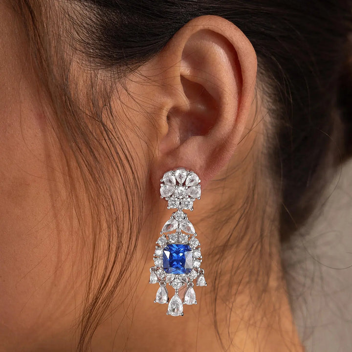Sapphire earring, Sapphire blue earring