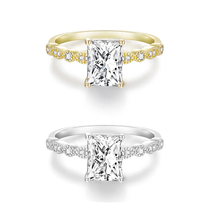 Sliver Gold 2 carat radiant moissanite ring