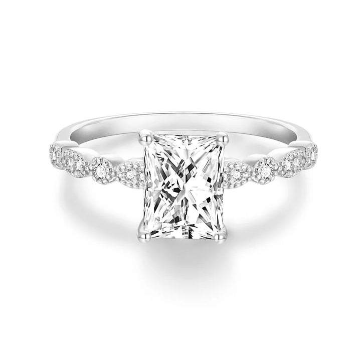 Sliver radiant fashion Moissanite ring