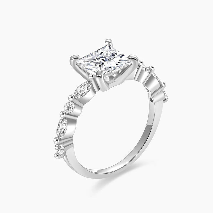 s925 wedding rings, moissanite rings for women, Princess cut rings, Moissanite silver ring