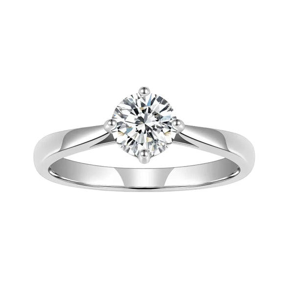 Sterling Silver High Carbon Diamond Ring Classic Design