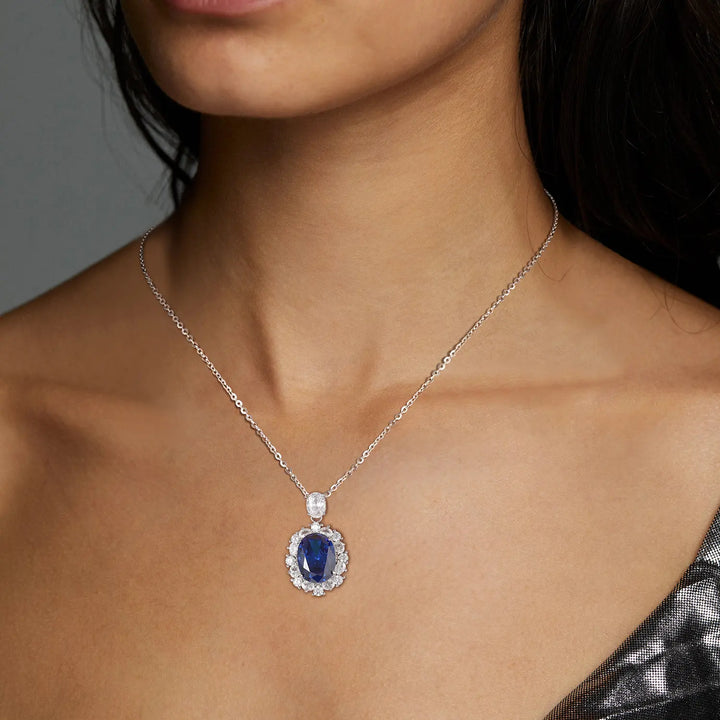 925 Sterling Silver Blue & White Sapphire Jewelry Set