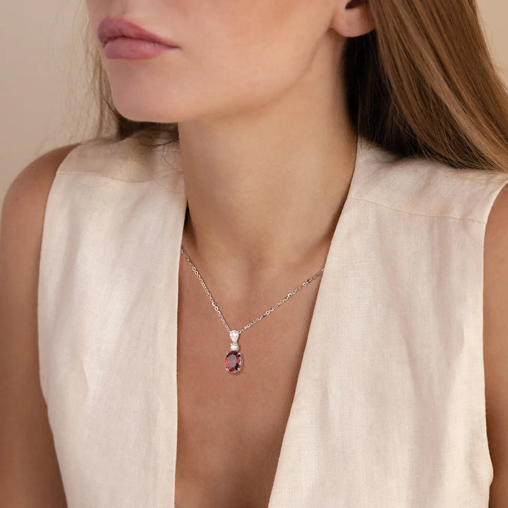 Sterling Silver Oval Ruby Jewelry Set