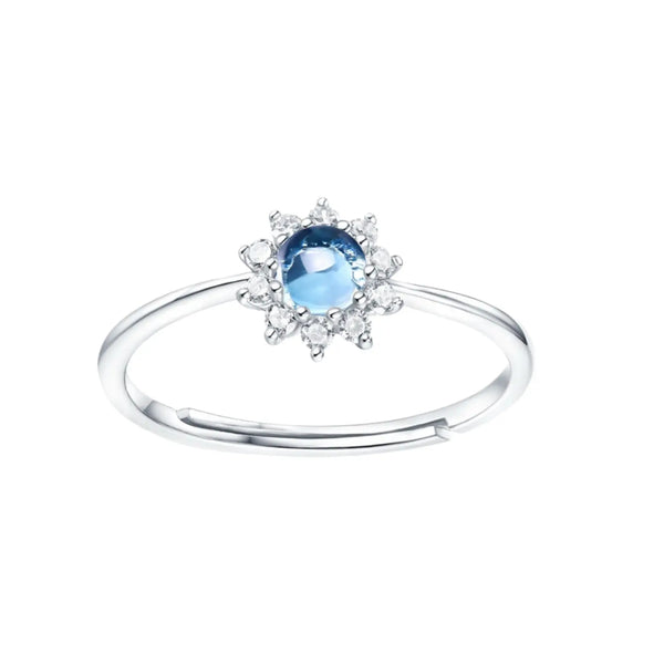Sunflower London Blue Topaz Engagement Rings Adjustable