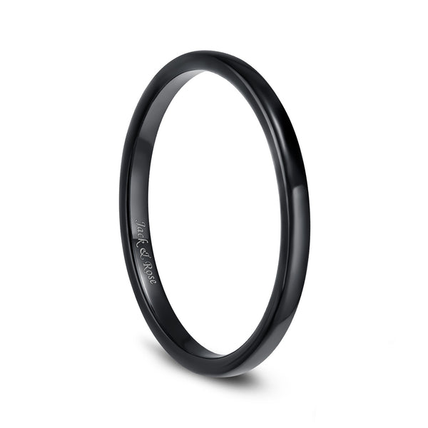 Black Mens Womens Ceramic Rings High Polished Dome Simple Style 2mm - 6mm
