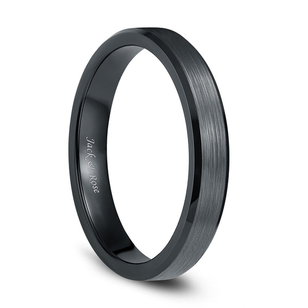Unisex Plain Ceramic Rings Black with Brushed Center 4mm - 8mm