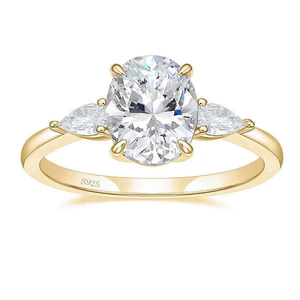Unique Sterling Silver Sona Engagement Rings Oval Cut for Her, 