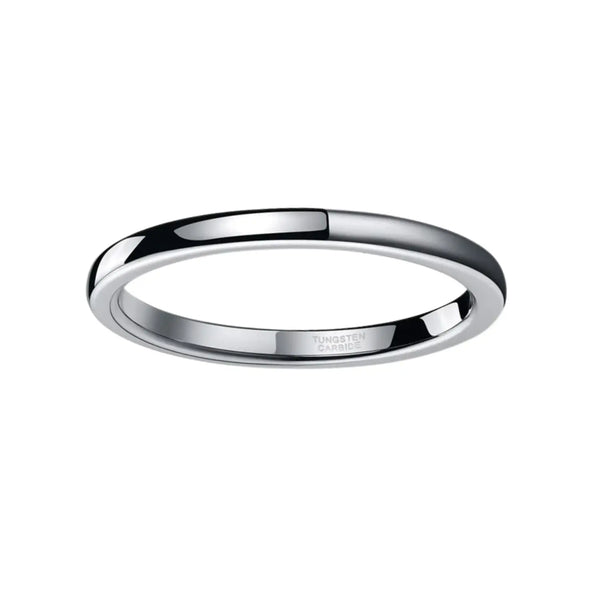 White Thin Tungsten Polished Classic Wedding Bands 2mm - 8mm